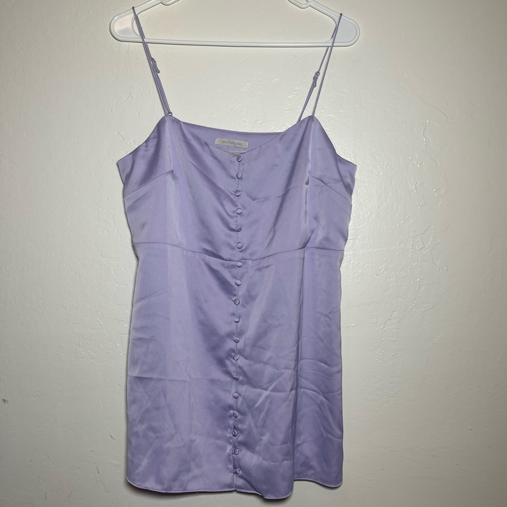 Urban Outfitters Lilac Padova Satin Button Front Mini Slip Dress size Large NWT - Picture 2 of 14